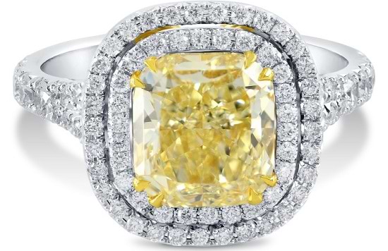 3.18 ct Fancy Intense yellow diamond ring